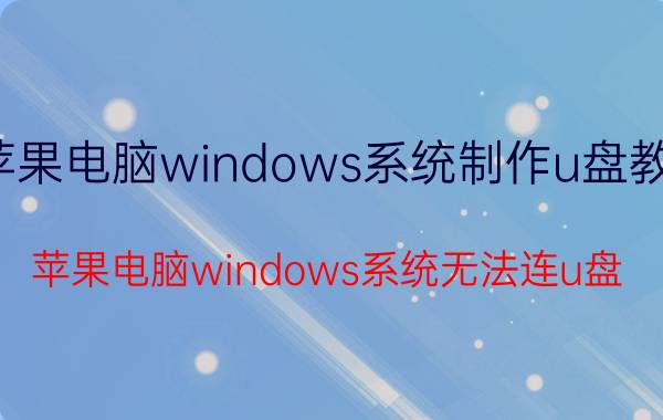 苹果电脑windows系统制作u盘教程 苹果电脑windows系统无法连u盘？